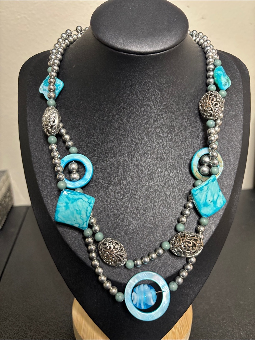 Handcrafted Turquoise Blue Statement Necklace - Women Jewelry